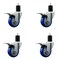 Service Caster 3.5'' Blue Poly Swivel 1-3/4'' Expanding Stem Caster Set Total Lock Brake, 4PK SCC-EXTTL20S3514-PPUB-BLUE-134-4 - alternate 1